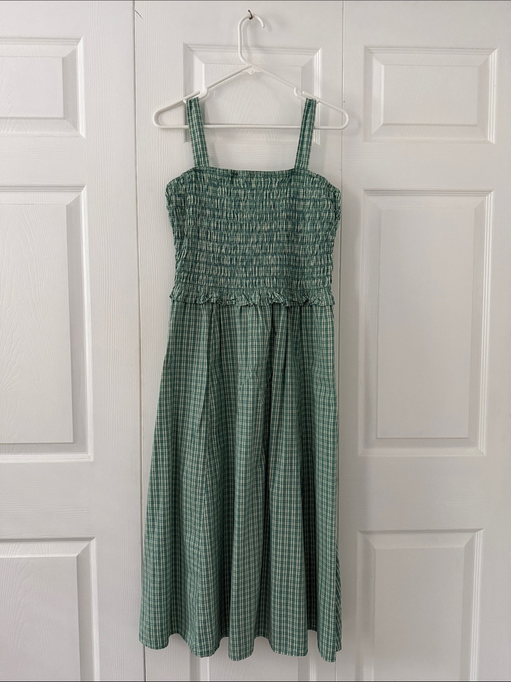 Old Navy Green Plaid Smocked Sundress